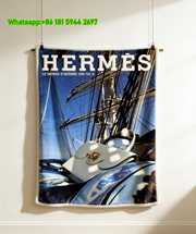 Hermès 1992 Nautical Sailing Print Flannel Throw Blanket IMG_5118